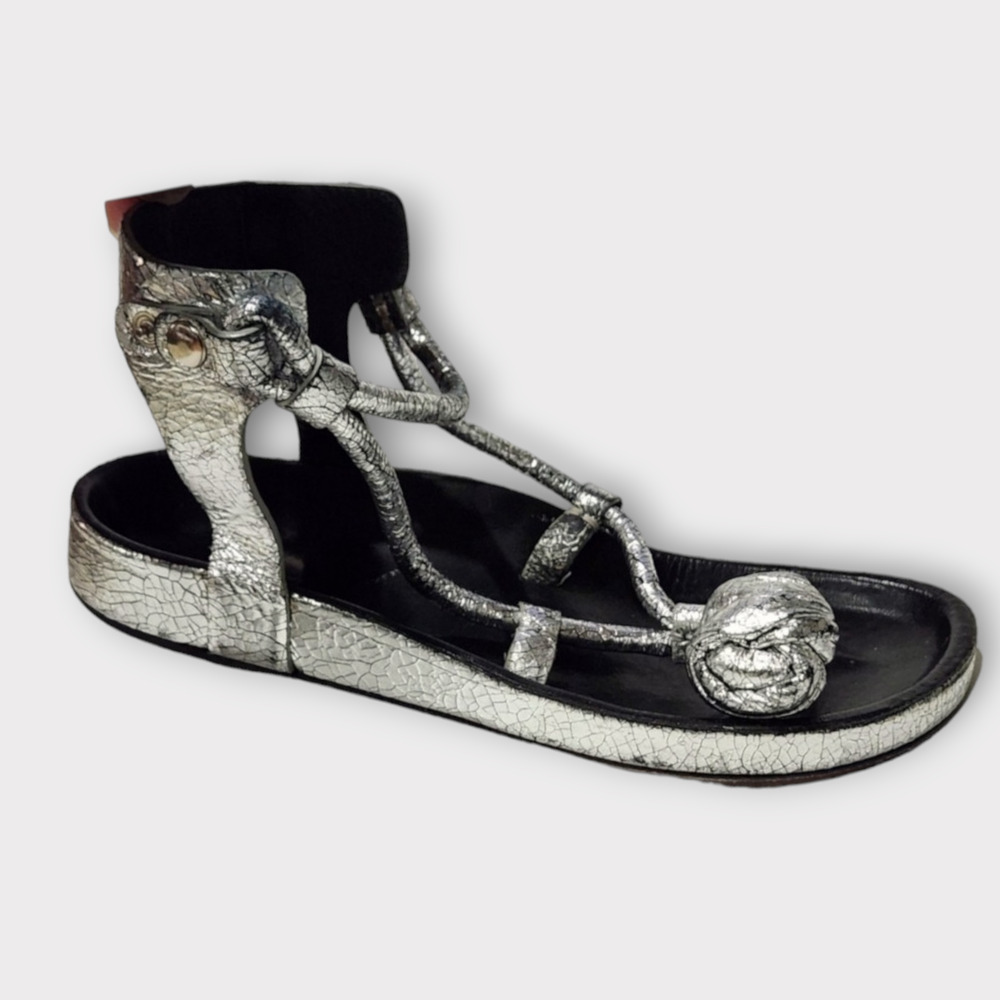 Isabel Marant Either Metallic Leather Sandals Tulip Bow Gladiator Womens Size 36 - Picture 8 of 15